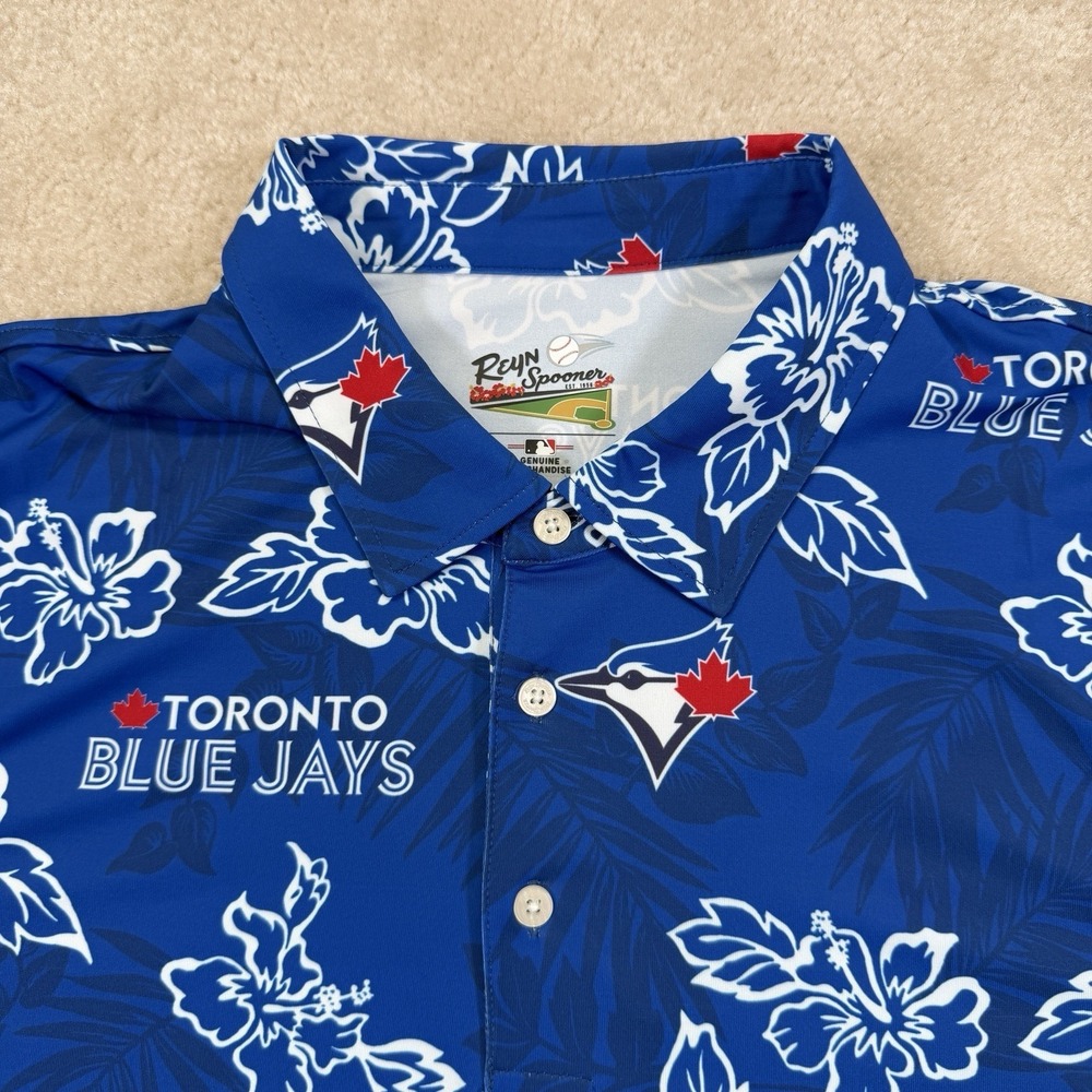 NWT Reyn Spooner MLB Polo Shirt Mens Large Blue Toronto Blue Jays Baseball